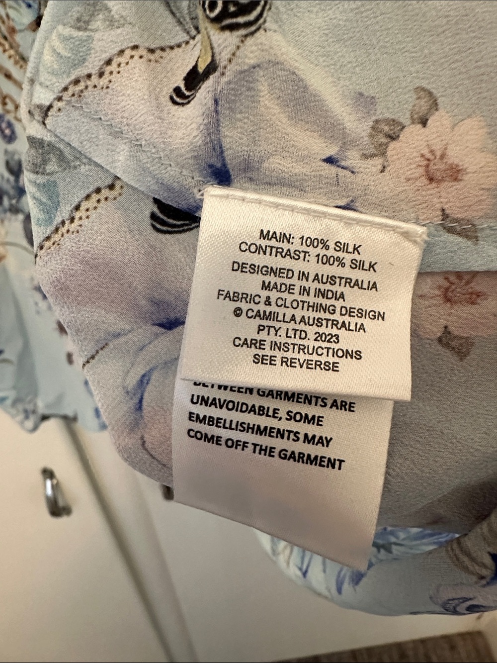 LIKE NEW Camilla Blue Floral Long Sleeve Blouse - Picture 4 of 5